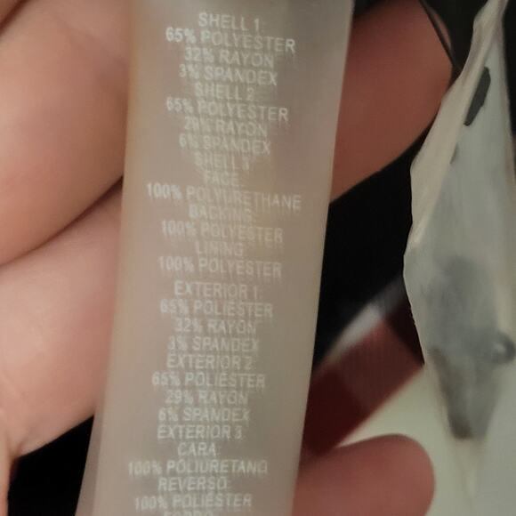 Karl Lagerfeld Paris Plaid‎ Double Breasted Plaid Blazer Womens 14 Leather Trim - Picture 8 of 8